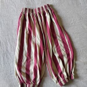 All Small Co Striped Pink and Cream Elastic Waist Harem Pants